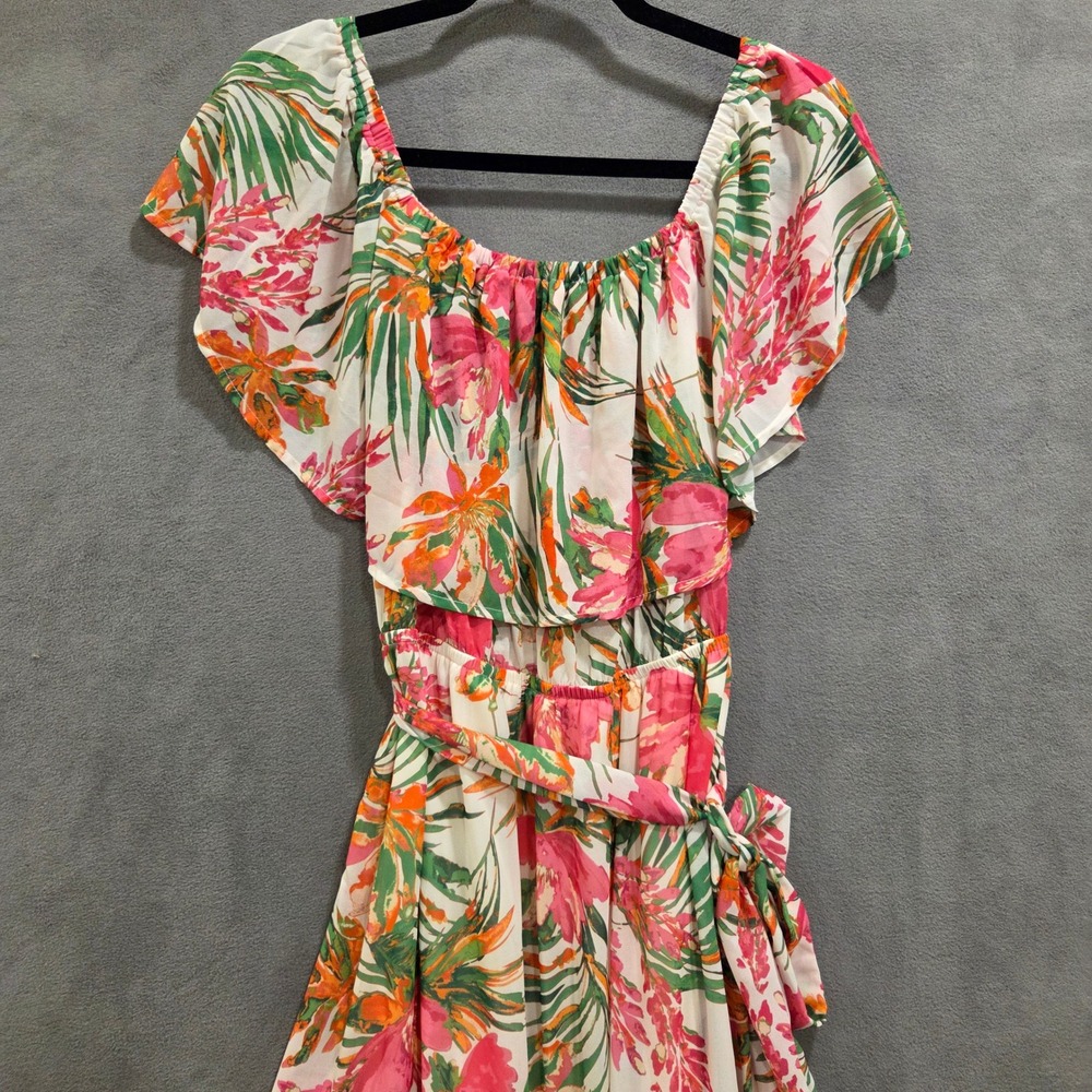 Baltic Born Floral Tiered Maxi Dress Women XL Boho Tropical Ruffle Resort Beach - Picture 2 of 11